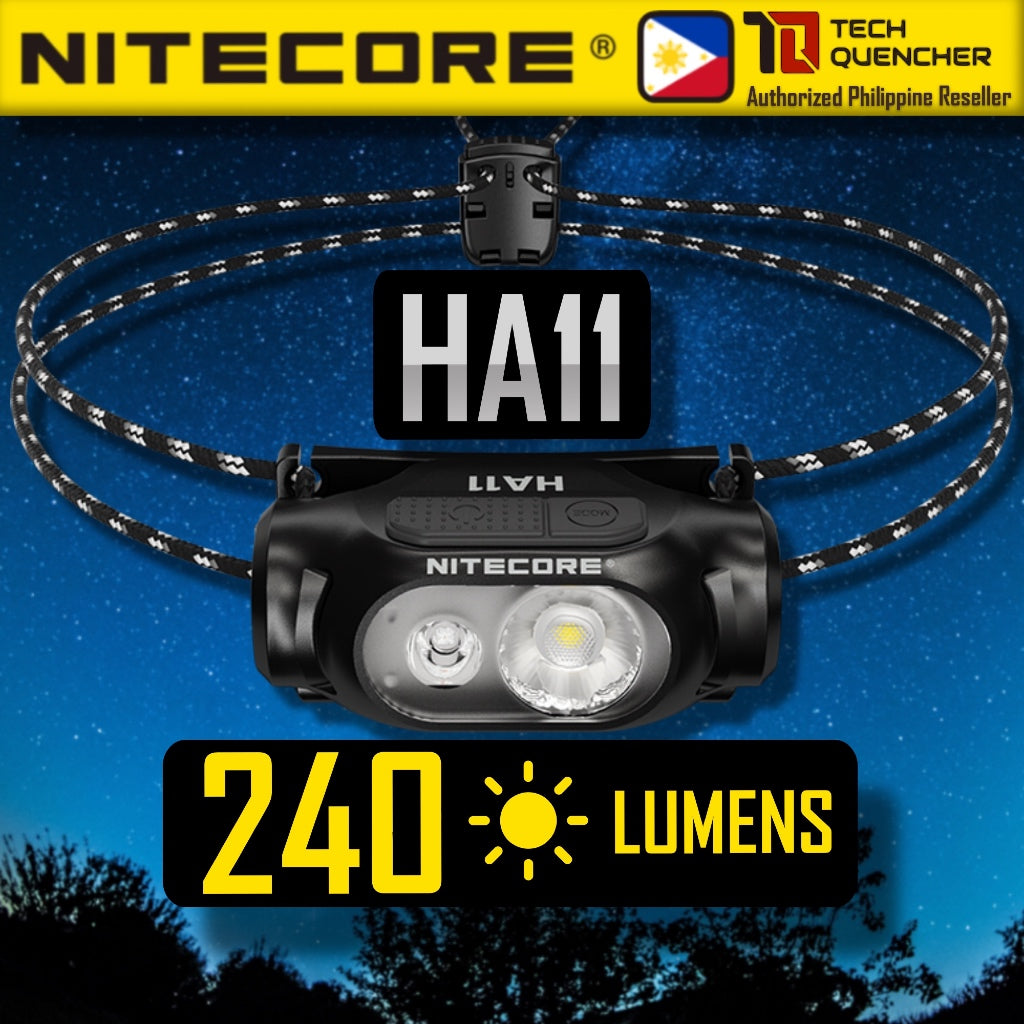 Nitecore HA11 V2 Headlamp 240 Lumens - 1x AA Battery - Floodlight & Redlight - IP66 - Lightweight