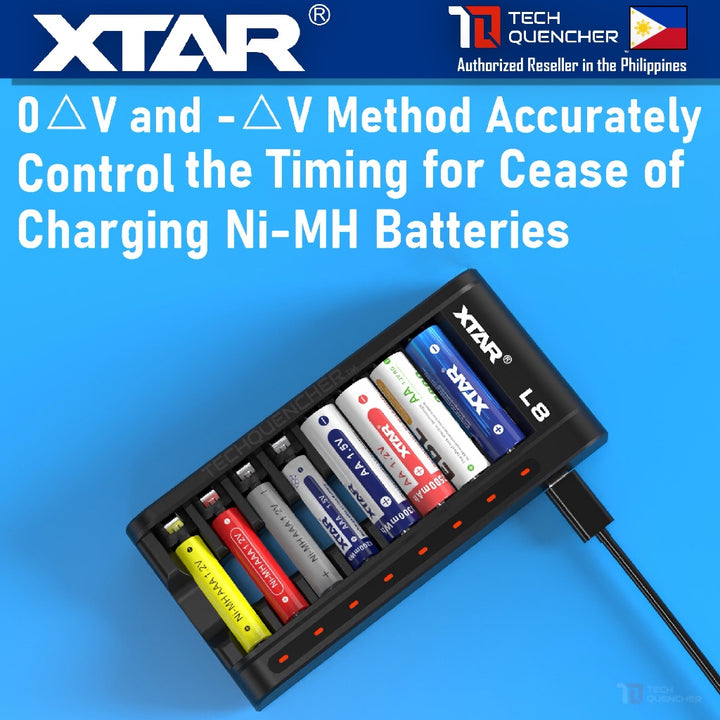 XTAR L8 Battery Charger - USB-C - AA AAA -Mix Charging - 1.5v Li-ion - 1.2v Ni-MH - Smart Protection