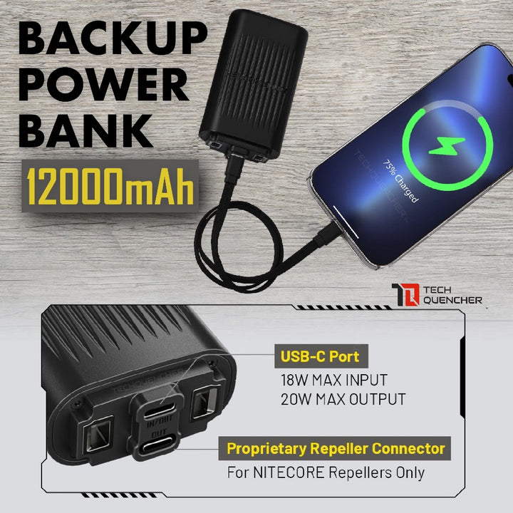 Nitecore EMR25 Electronic Mosquito Repeller + 12000mAh Powerbank + Ultrasonic - USB-C Fast Charging