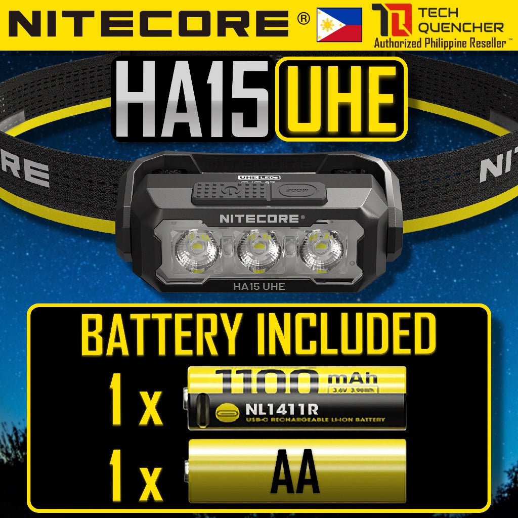 Nitecore HA15 UHE Headlamp - 400 Lumens - AA Battery - Dual Power Option - Ultra Lightweight - IP66