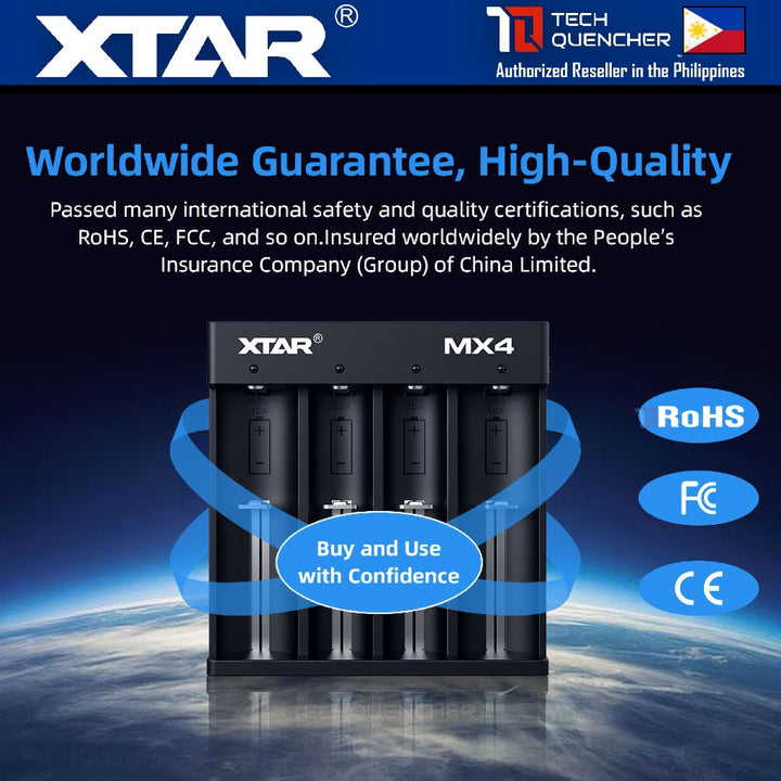 XTAR MX4 Battery Charger - USB-C - 21700 18650 AA AAA - 3.2v LiFePO4 - 3.7V 1.5v Li-ion -1.2v Ni-MH