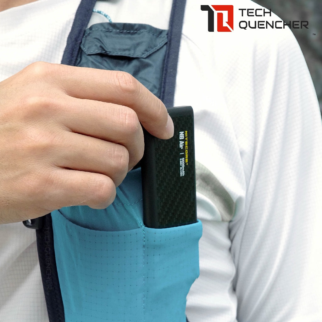 Nitecore NB Air Powerbank - Ultra Lightweight - 89g - 5000mAh - IPX7 - Carbon Fiber - PD + QC 3.0