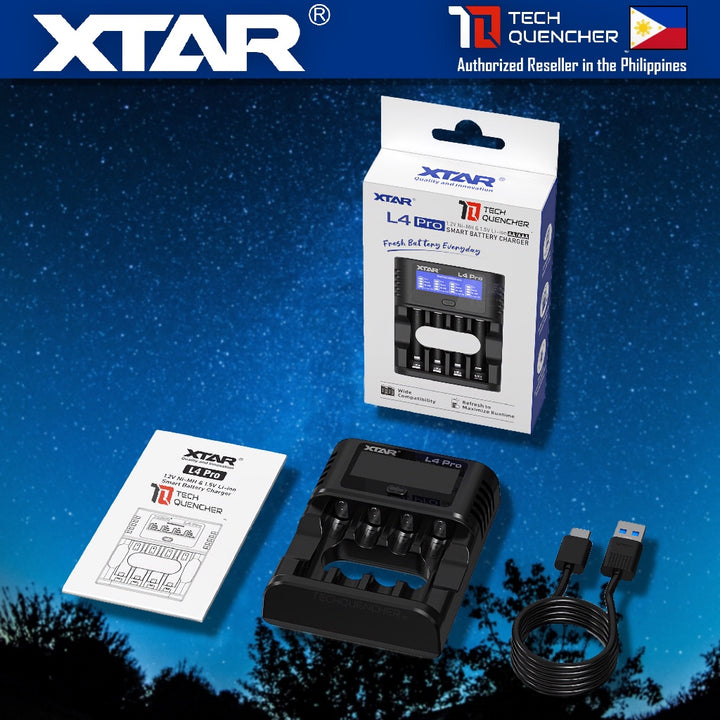 XTAR L4 Pro Battery Charger - USB-C - AA  AAA - 1.5v Li-ion - 1.2v Ni-MH - Refresh + Dishcharge Mode