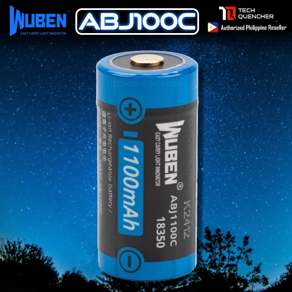 Wuben ABJ1100C 18350 Battery - Rechargeable 1100mAh - Li-ion Battery - Compatible w/ Wuben E7 T4 X0