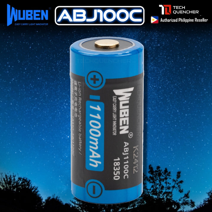 Wuben ABJ1100C 18350 Battery - Rechargeable 1100mAh - Li-ion Battery - Compatible w/ Wuben E7 T4 X0