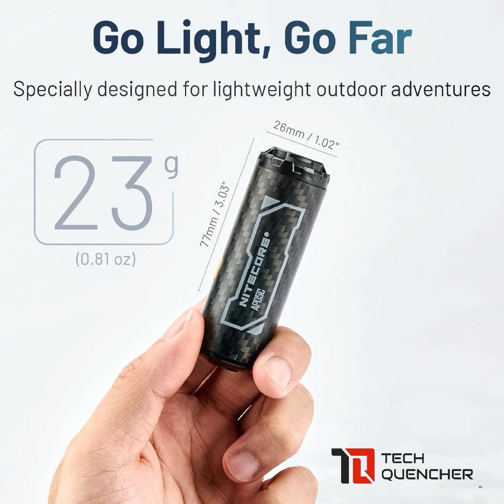 Nitecore AP05C Air Pump - Ultra Lightweight Carbon Fiber + NL169R Battery Included - 23g - 2.7kPa