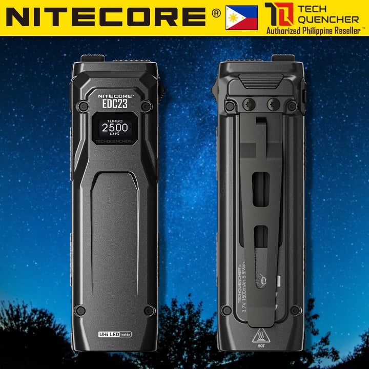 Nitecore EDC23 Flashlight - 2500 Lumens - OLED Display - Lockout Switch - USB-C Rechargeable - IP54