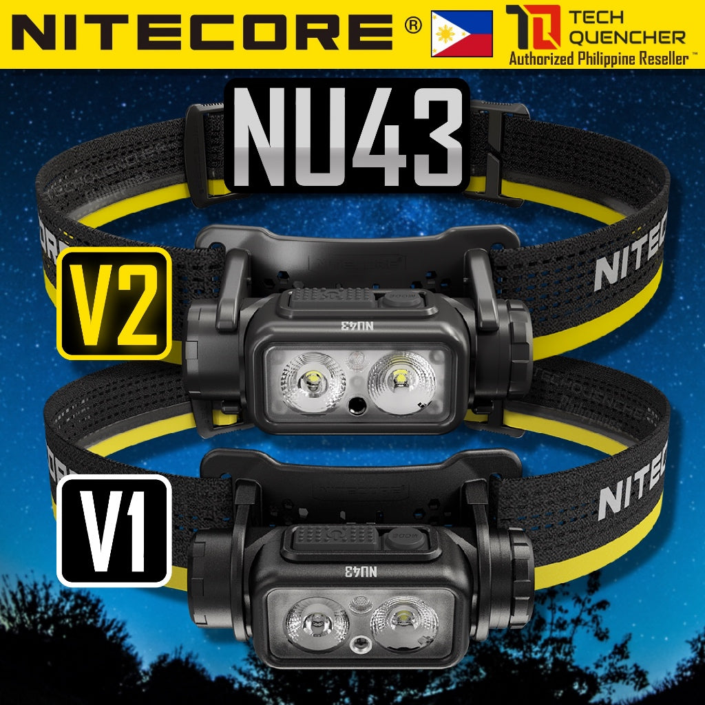 Nitecore NU43 Headlamp 1400 Lumens -  USB-C Rechargeable 3400mAh Battery - Redlight + Floodlight