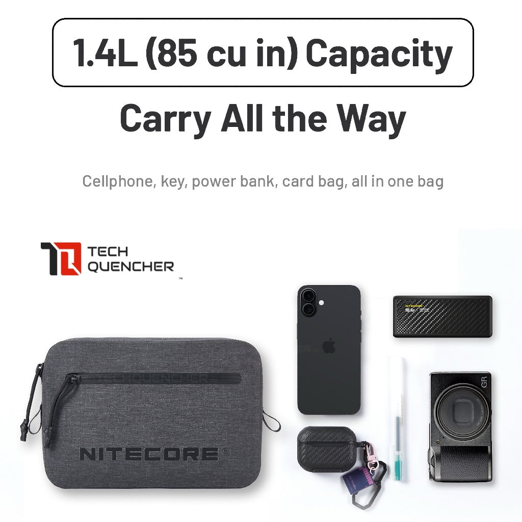 Nitecore NPP02 Waterproof Crossbody Bag - 1.4L - 900D Coated Cationic Fabric - YKK Waterproof Zipper