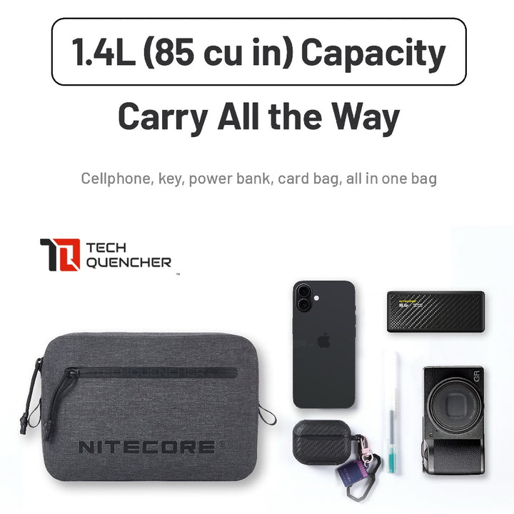 Nitecore NPP02 Waterproof Crossbody Bag - 1.4L - 900D Coated Cationic Fabric - YKK Waterproof Zipper