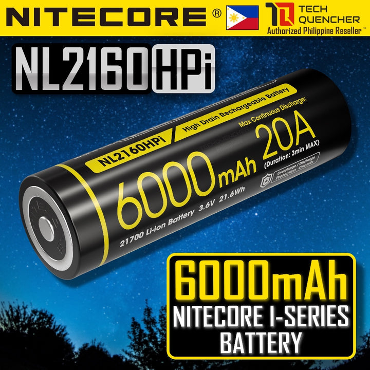 Nitecore NL2160HPi 6000mAh Battery - 20A - 21700 i Series High Drain - For i-Series Supported Device
