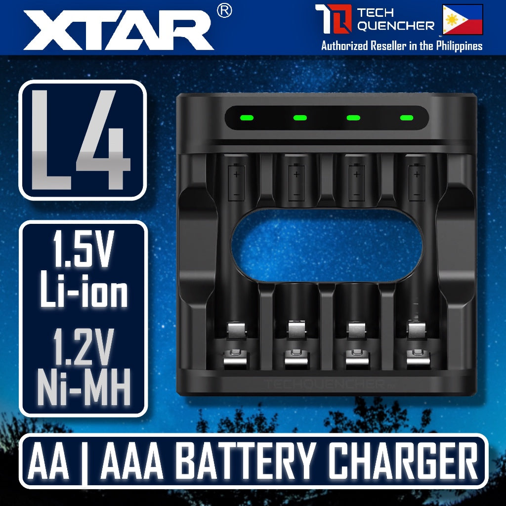 XTAR L4 Battery Charger - USB-C - AA AAA -Mix Charging - 1.5v Li-ion - 1.2v Ni-MH - Smart Protection
