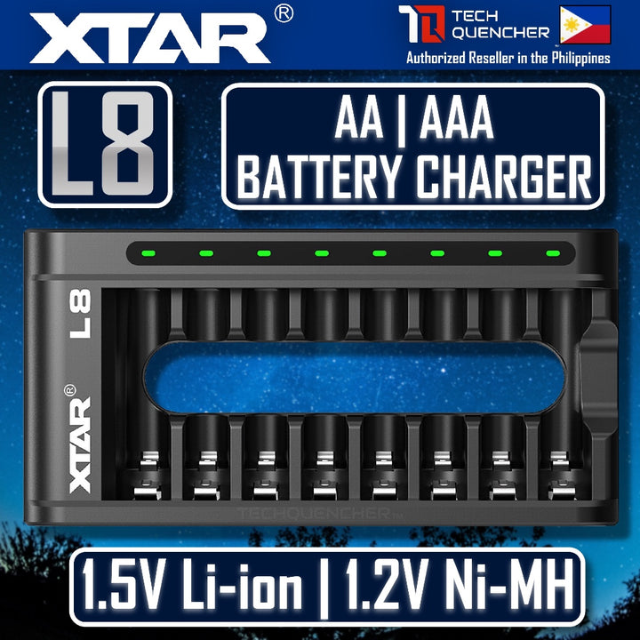 XTAR L8 Battery Charger - USB-C - AA AAA -Mix Charging - 1.5v Li-ion - 1.2v Ni-MH - Smart Protection