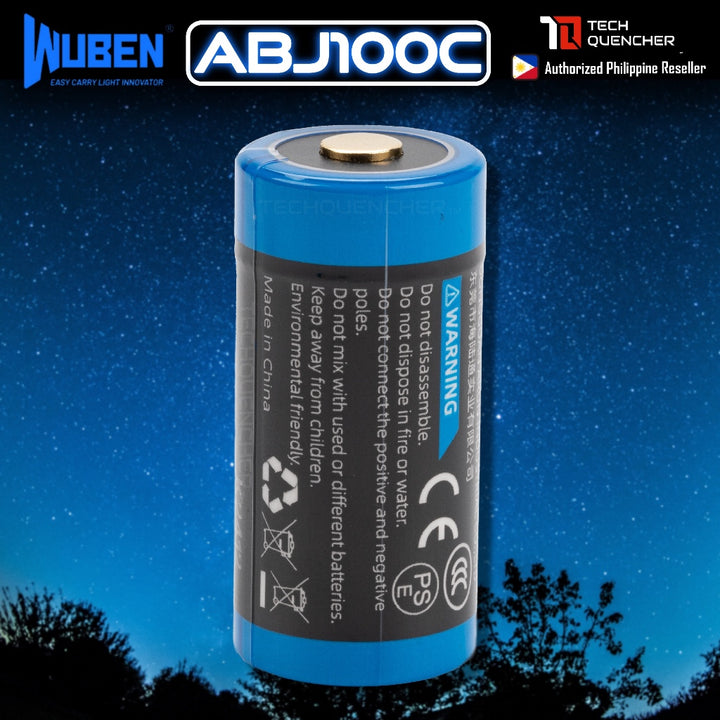 Wuben ABJ1100C 18350 Battery - Rechargeable 1100mAh - Li-ion Battery - Compatible w/ Wuben E7 T4 X0