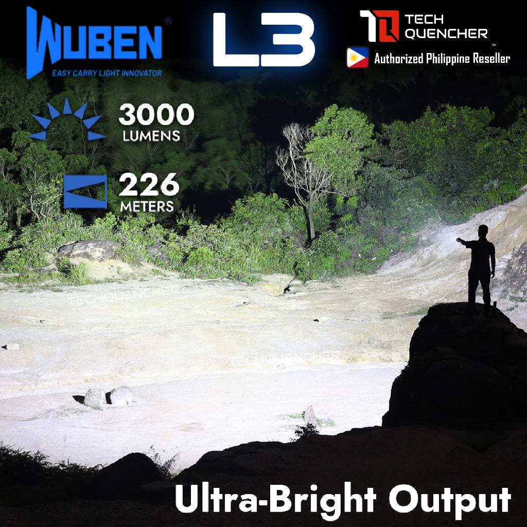 Wuben L3 Flashlight - 3000 Lumens - Powerbank Mode - USB-C Fast Charging 18W - 4800mAh Battery -IP68