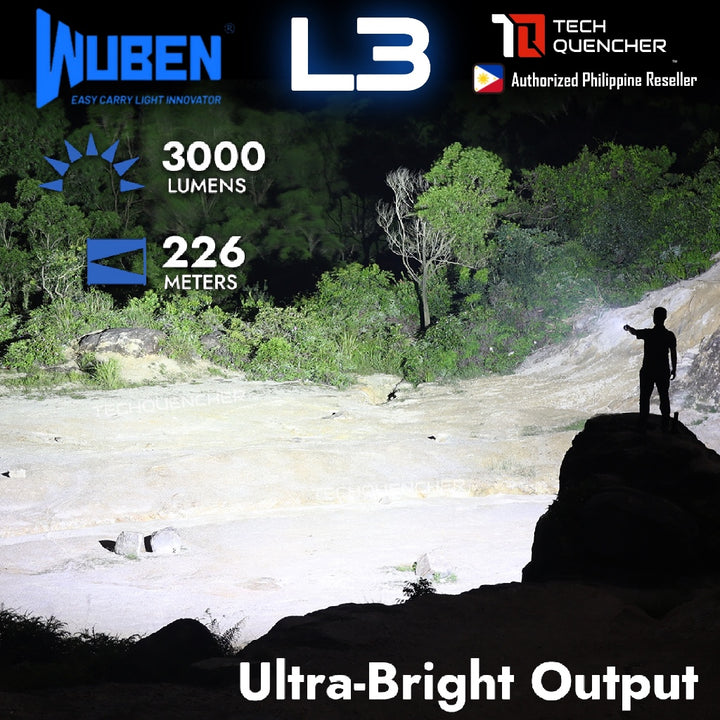 Wuben L3 Flashlight - 3000 Lumens - Powerbank Mode - USB-C Fast Charging 18W - 4800mAh Battery -IP68