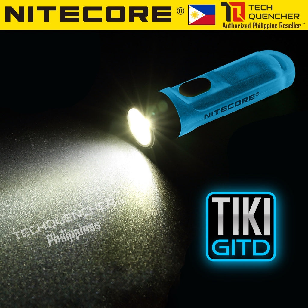 Nitecore TIKI GITD Flashlight - Green - Blue - 300 Lumens - USB-C Rechargeable - UV Light - Keychain