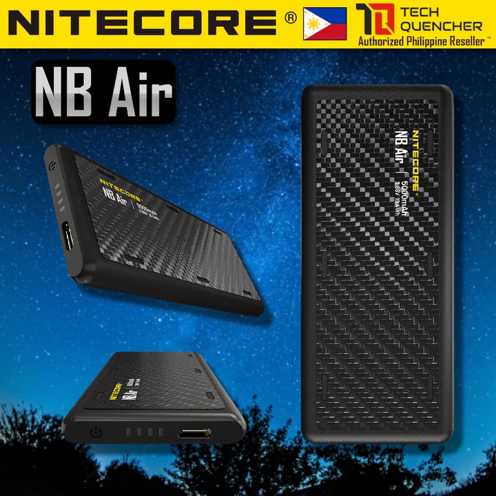 Nitecore NB Air Powerbank - Ultra Lightweight - 89g - 5000mAh - IPX7 - Carbon Fiber - PD + QC 3.0
