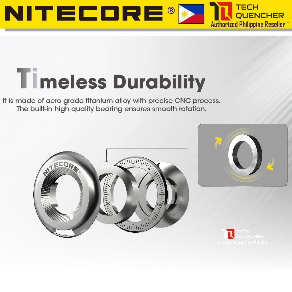 Nitecore Halo 10 Titanium Measure Ring Tool - Curve Slide Ruler - Premium EDC Fidget Toy - Pendant