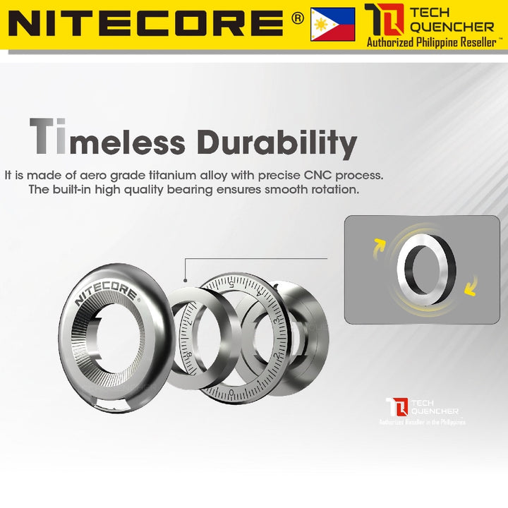 Nitecore Halo 10 Titanium Measure Ring Tool - Curve Slide Ruler - Premium EDC Fidget Toy - Pendant
