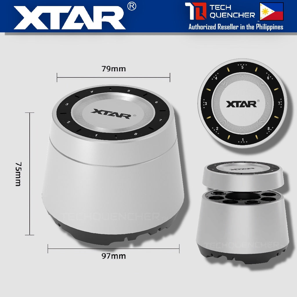 XTAR L8 Box - Battery Charger Case for AA - AAA - Ni-MH - Li-ion - 8 Slots - Fast Charging - USB-C