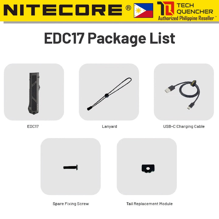 Nitecore EDC17 Flashlight - 1500 Lumens- 1350mW UV - 5mW Green Laser - Ultra Slim EDC - USB-C - IPX7