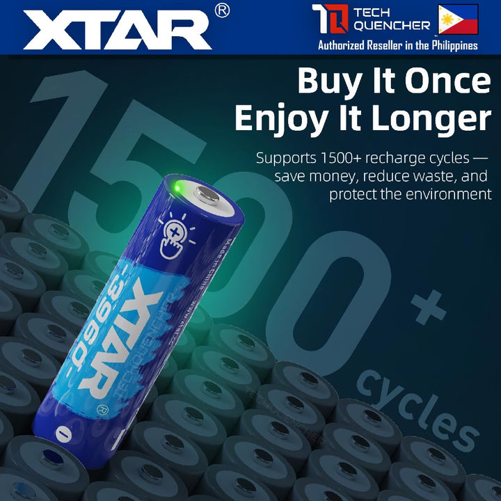 XTAR 3960 AA 1.5V - 2500mAh -  Touch to Check Power - Rechargeable Lithium Battery - LED Indicator
