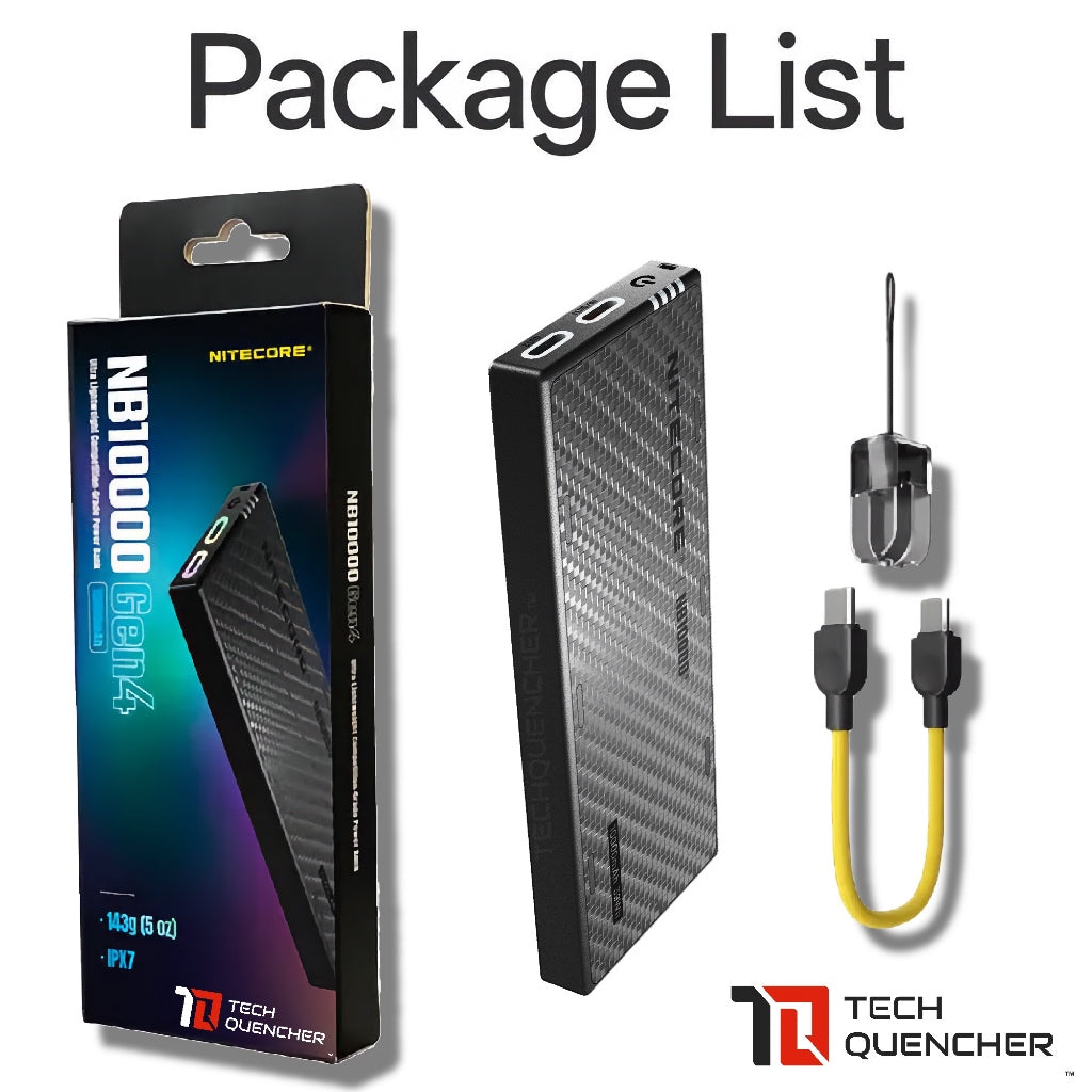 Nitecore NB10000 Gen4 Powerbank - 10000mAh - Dynamic RGB Lights - Carbon Fiber - IPX7 - PD QC3.0 SCP