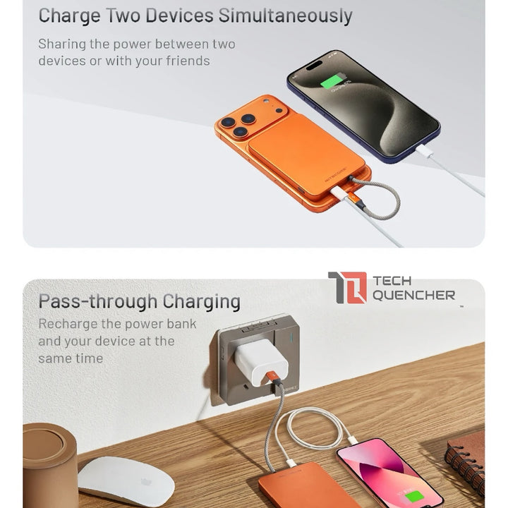 Nitecore Pocket 5 - 5000mAh Powerbank + Built-In USB-C Cable - Magnetic Attachement - 22.5w MAX - IP