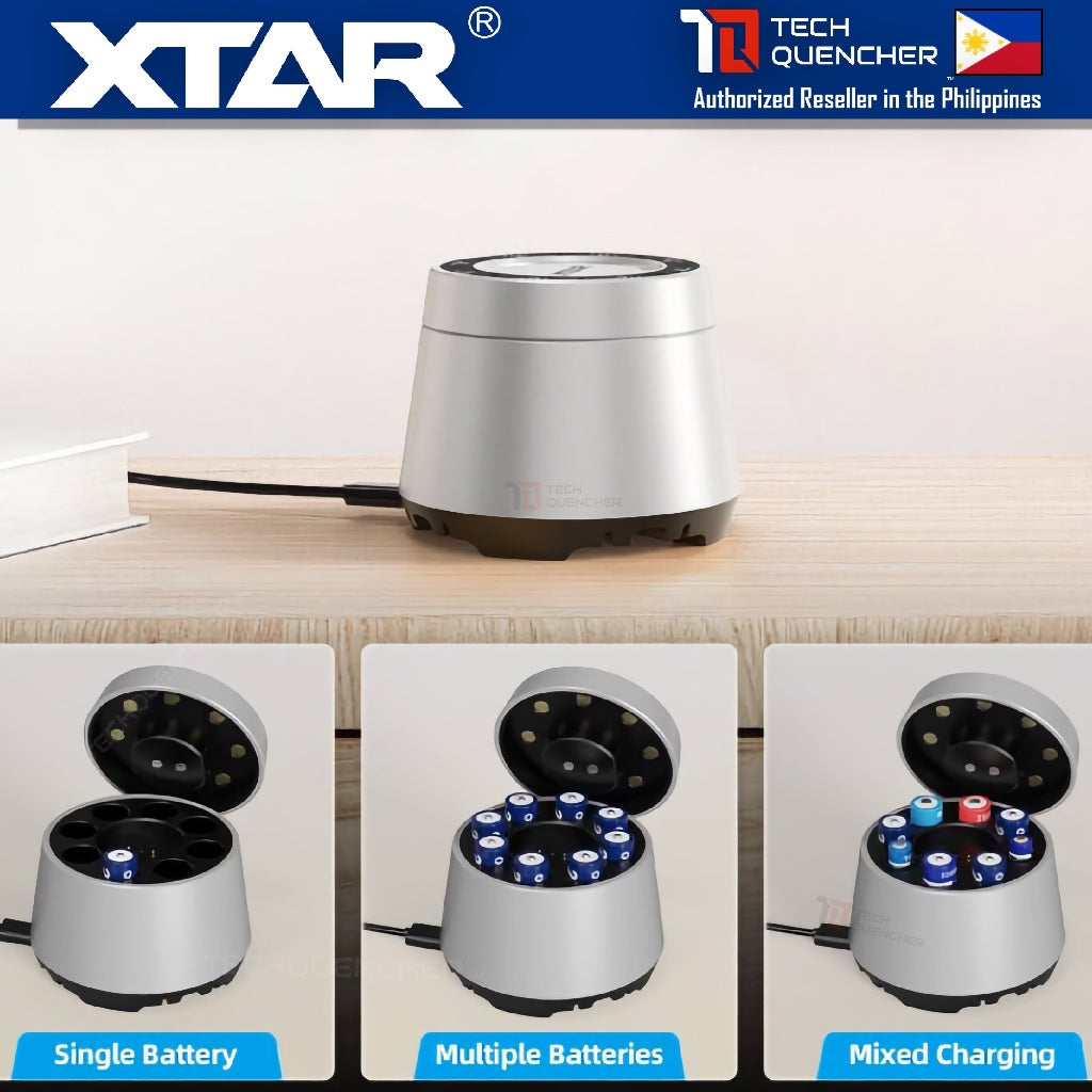 XTAR L8 Box - Battery Charger Case for AA - AAA - Ni-MH - Li-ion - 8 Slots - Fast Charging - USB-C