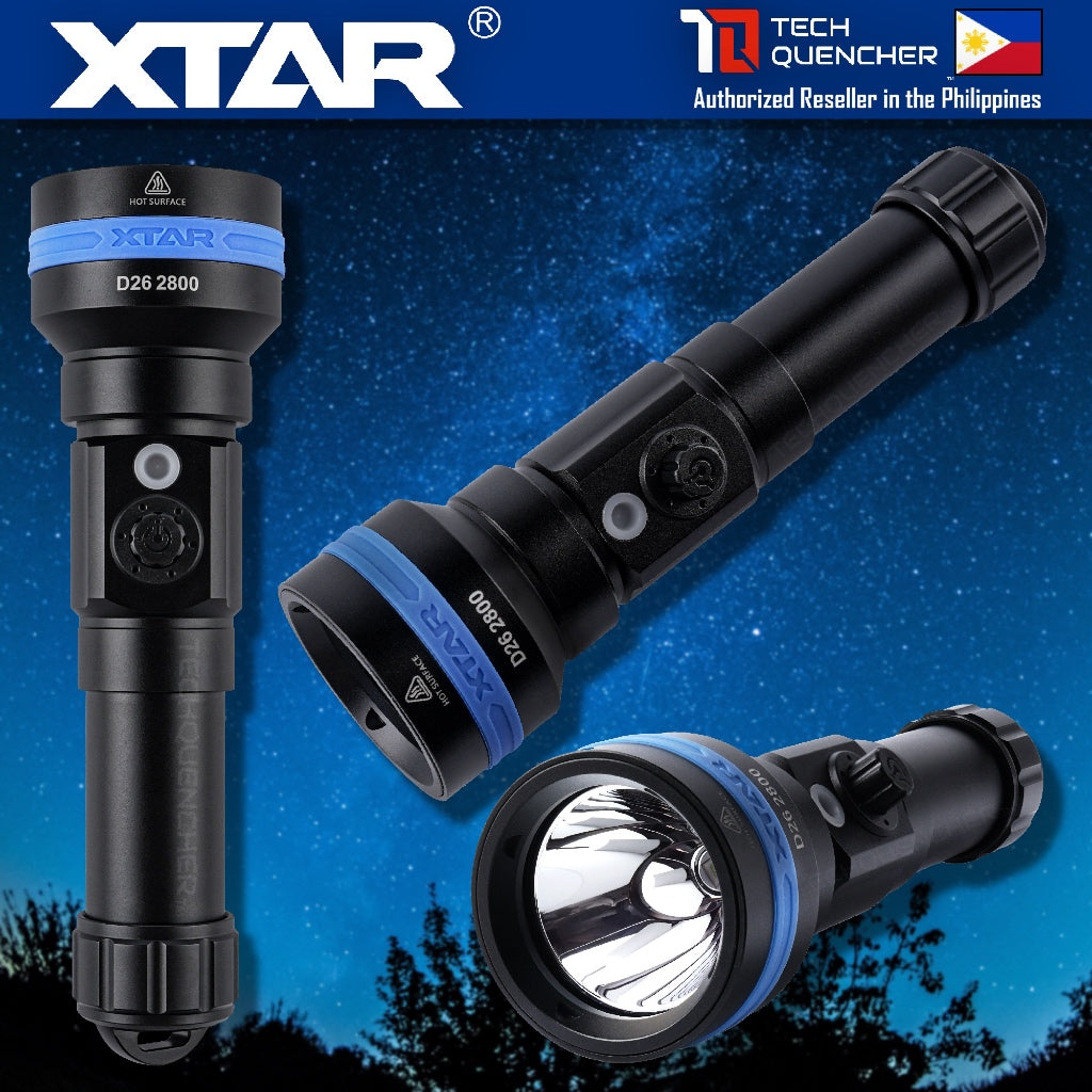 XTAR D26 2800 Diving Flashlight - 2800 Lumens - 450 meters- 5000mAh Rechargeable 21700 USB-C Battery