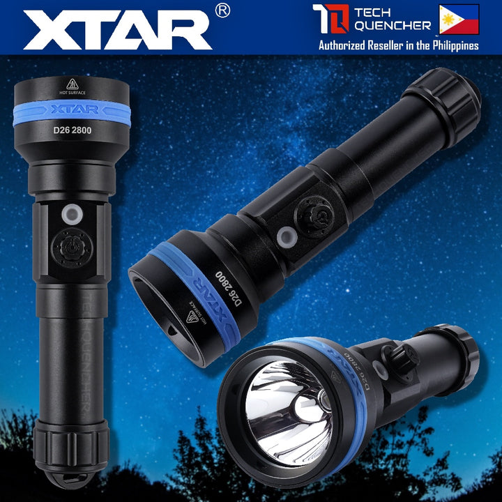 XTAR D26 2800 Diving Flashlight - 2800 Lumens - 450 meters- 5000mAh Rechargeable 21700 USB-C Battery