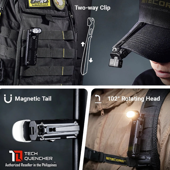 Nitecore EDC09 Flashlight - Adjustable 120° Rotating Head - High CRI Three Color Temperature - USB-C