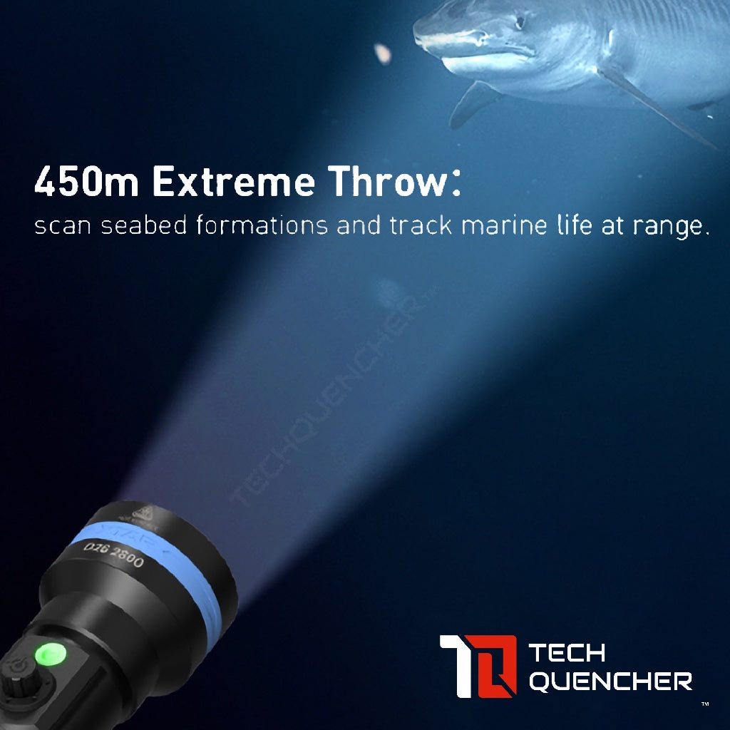 XTAR D26 2800 Diving Flashlight - 2800 Lumens - 450 meters- 5000mAh Rechargeable 21700 USB-C Battery