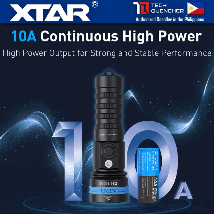 XTAR 26650 7000mAh Protected Battery - 3.6V Rechargeable - Lithium-Ion - 10A - Big Button Top Design