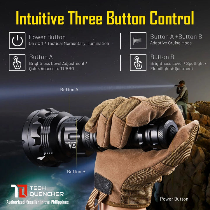 Nitecore P40 LEP Flashlight - 2900 Meters - 2000 Lumens - Adaptive Cruise Mode- 5500mAh- USB-C -IP68
