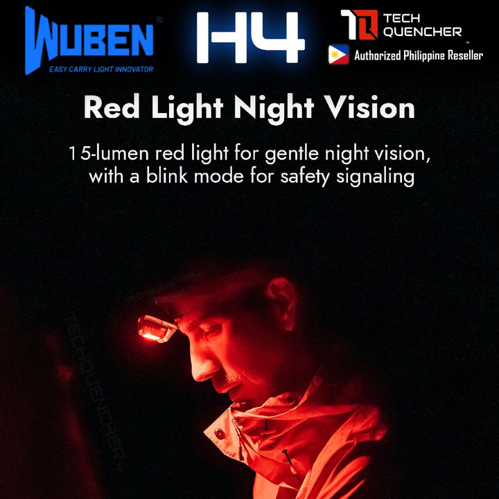 Wuben H4 Headlamp - 800 Lumens - Gesture Sensor - Dual Battery Option - USB-C - 1700mAh Battery