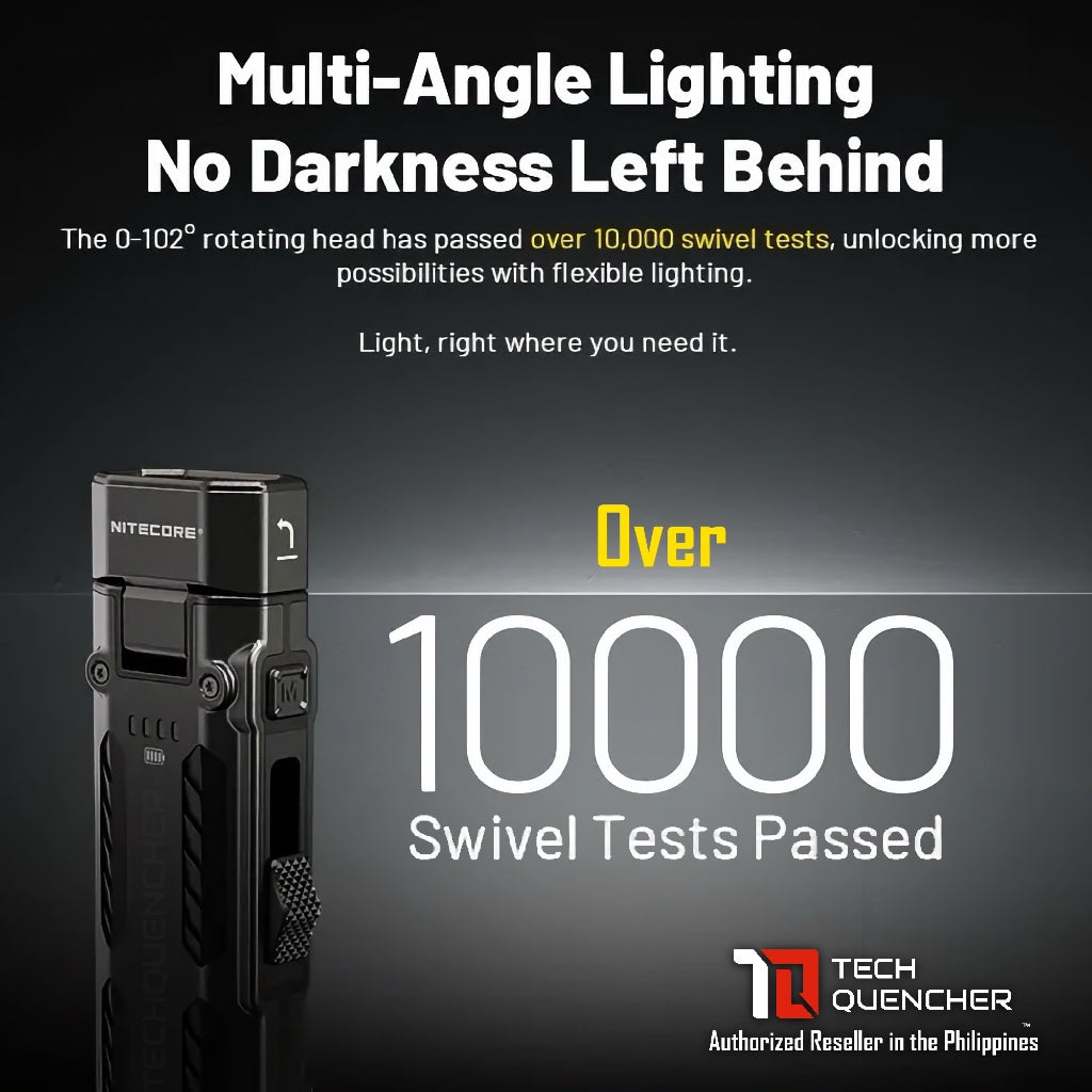Nitecore EDC09 Flashlight - Adjustable 120° Rotating Head - High CRI Three Color Temperature - USB-C