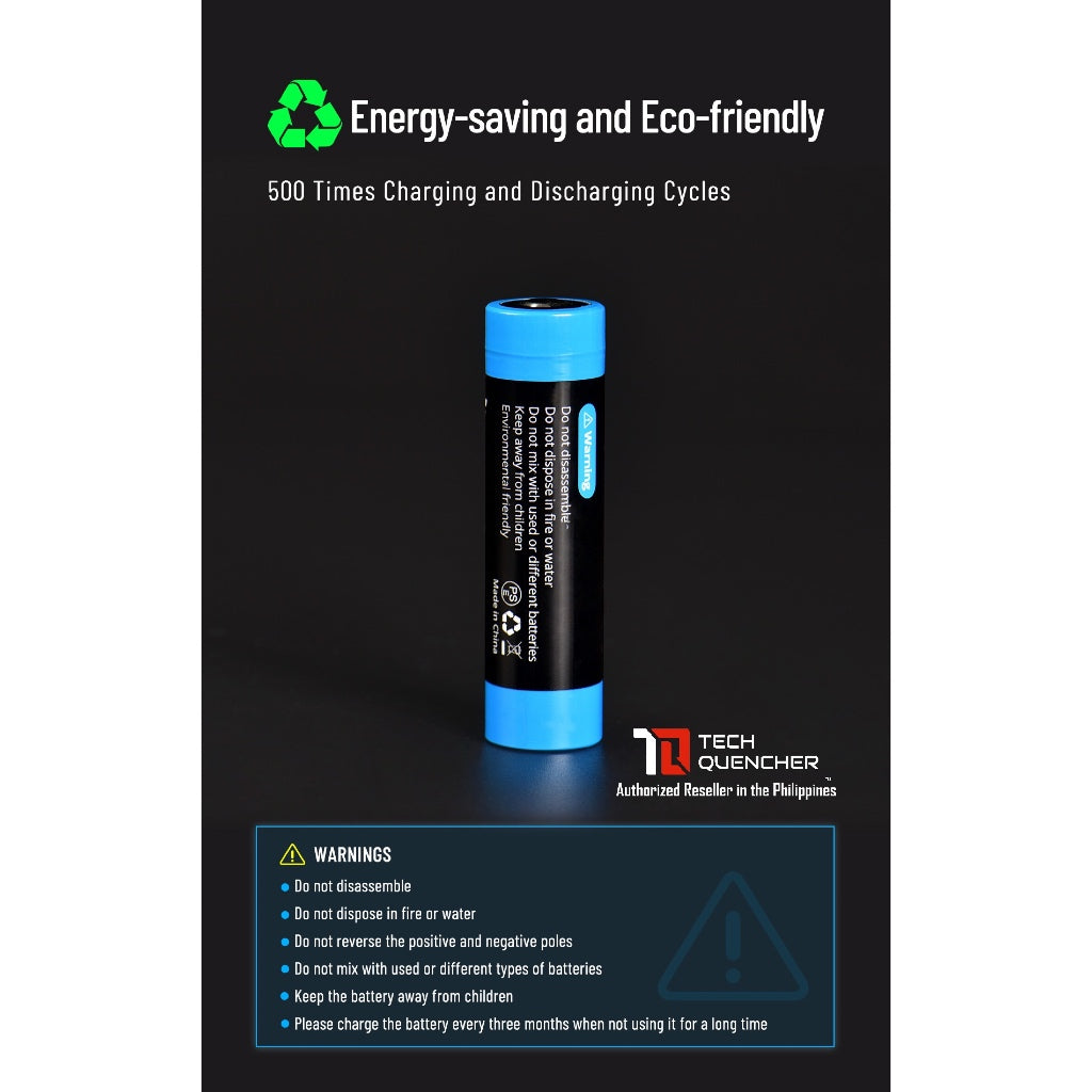 Wuben ABE2600C 18650 Battery - Rechargeable 2500mAh - Li-ion Battery - 10A - Circuit Protection