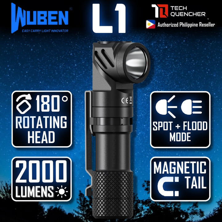 Wuben L1 Flashlight - 2000 Lumens - 180° Rotating Head - Power Bank Mode - Magnetic Tail Cap - IP68