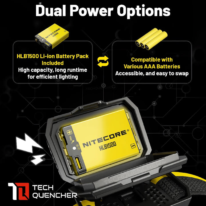 Nitecore HA25 UHE Headlamp - 800 Lumens - MCT - Dual Battery - AAA or Li-ion - Aluminum Heat Sink