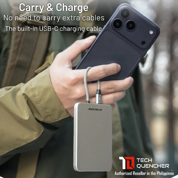 Nitecore Pocket 5 - 5000mAh Powerbank + Built-In USB-C Cable - Magnetic Attachement - 22.5w MAX - IP