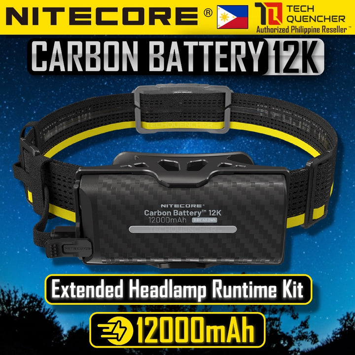 Nitecore Carbon Battery 12K Kit - Extended Headlamp Runtime Kit - 12000mAh - Powerbank - USB-C -IP68