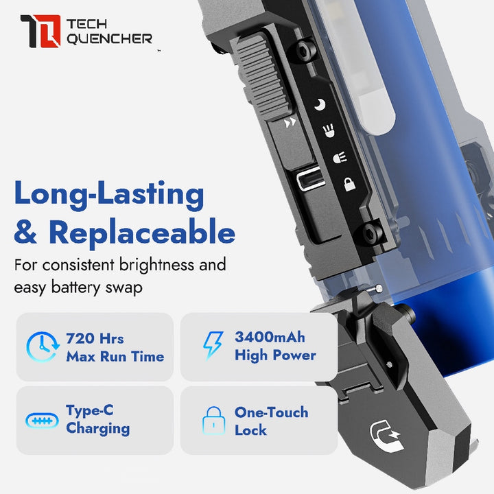 Wuben X4 Flashlight - 1500 Lumens - Side Light - 18650 Removable Battery - USB-C Rechargeable - IP68