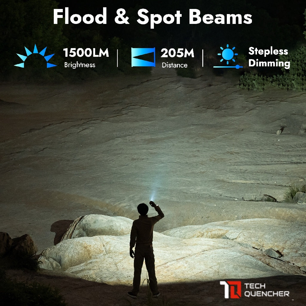 Wuben X4 Flashlight - 1500 Lumens - Side Light - 18650 Removable Battery - USB-C Rechargeable - IP68