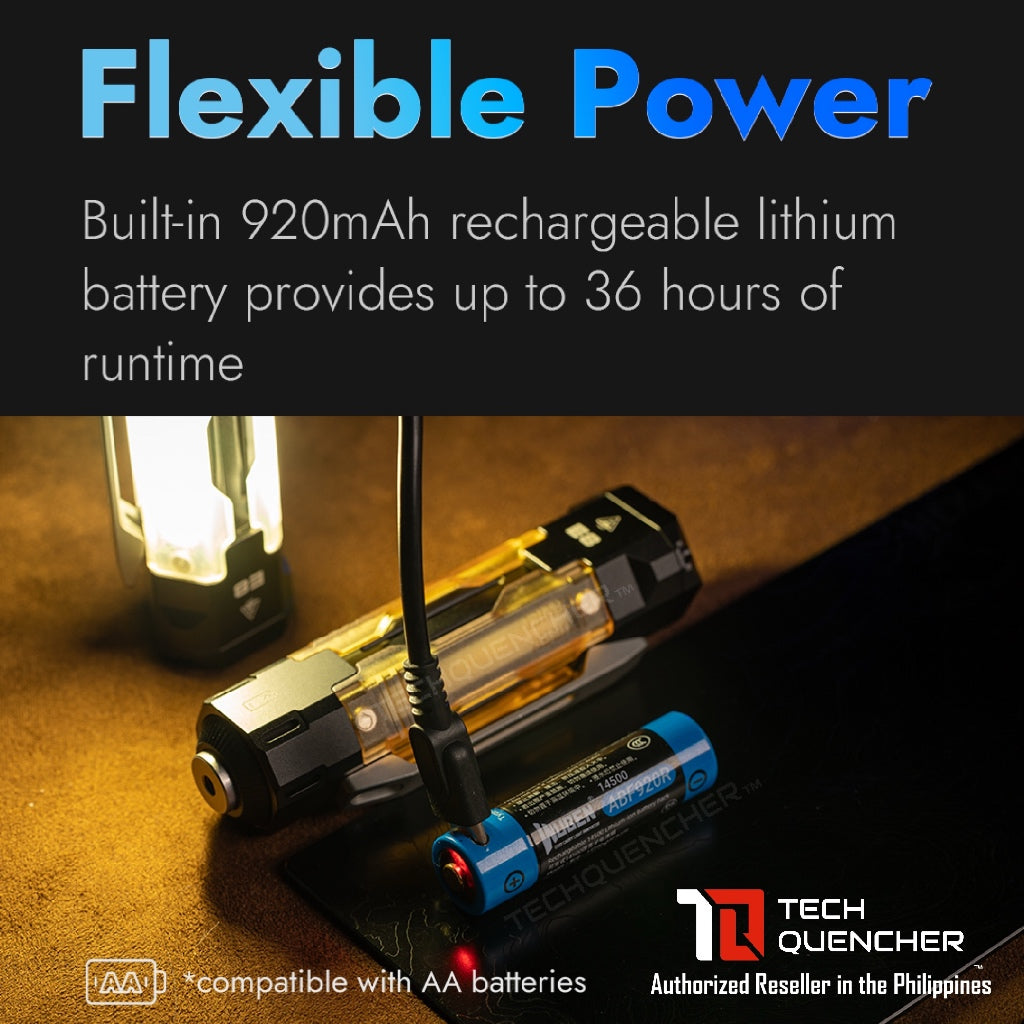 Wuben E8 Flashlight - 1300 Lumens - 2W UV -Swappable Shells - 14500 USB-C Rechargeable Battery -IP68