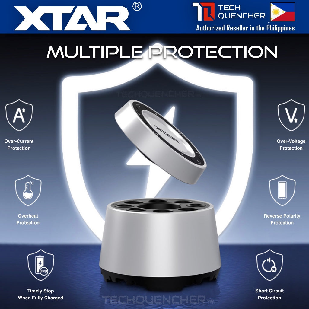 XTAR L8 Box - Battery Charger Case for AA - AAA - Ni-MH - Li-ion - 8 Slots - Fast Charging - USB-C