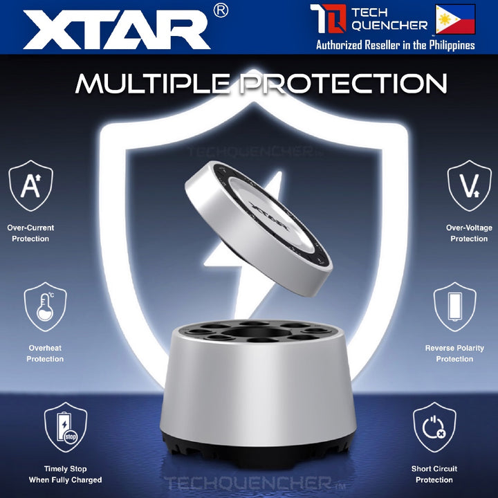 XTAR L8 Box - Battery Charger Case for AA - AAA - Ni-MH - Li-ion - 8 Slots - Fast Charging - USB-C