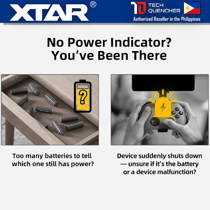 XTAR 3960 AA 1.5V - 2500mAh -  Touch to Check Power - Rechargeable Lithium Battery - LED Indicator