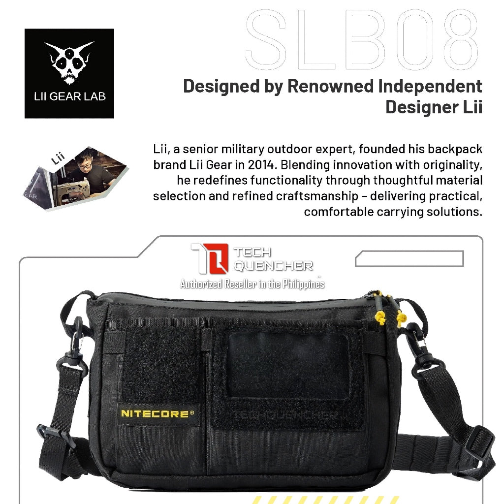 Nitecore SLB08 Sling Bag - Crossbody Bag - 2L - Molle System - YKK Zippers - 500D - Modular - EDC
